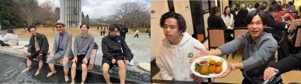 足湯と食事の様子