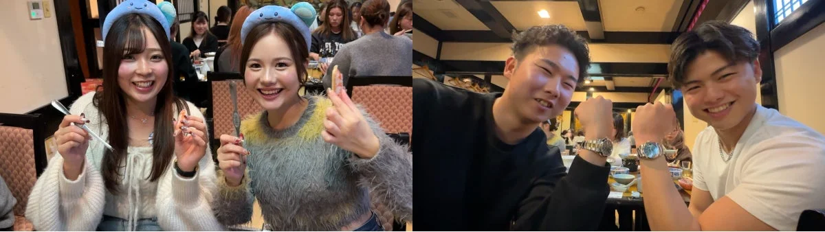 会席料理を楽しむ社員