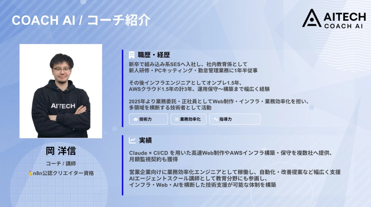 COACH AI コーチ紹介：岡洋信