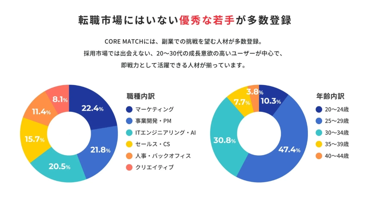 CORE MATCHの登録人材データ内訳