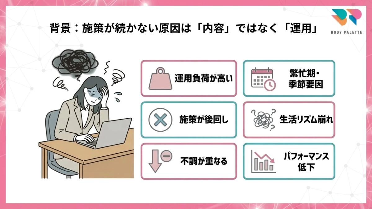 施策が続かない原因は「内容」ではなく「運用」