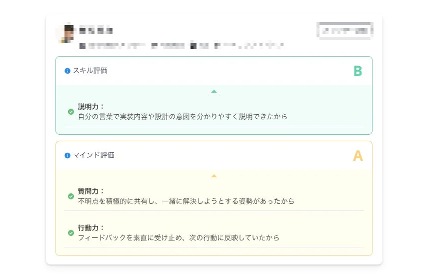 スキル評価とマインド評価の項目