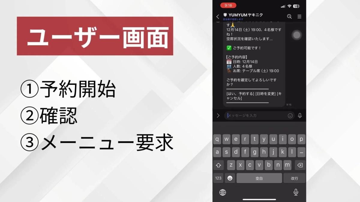 LINE連携AIチャットボットの予約画面