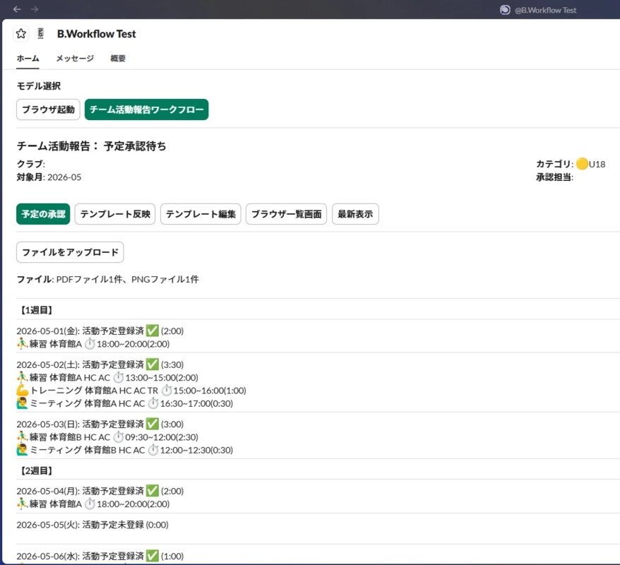 B.Workflow Test ホーム