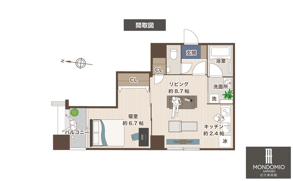 モンドミオ札幌近代美術館 207 間取図