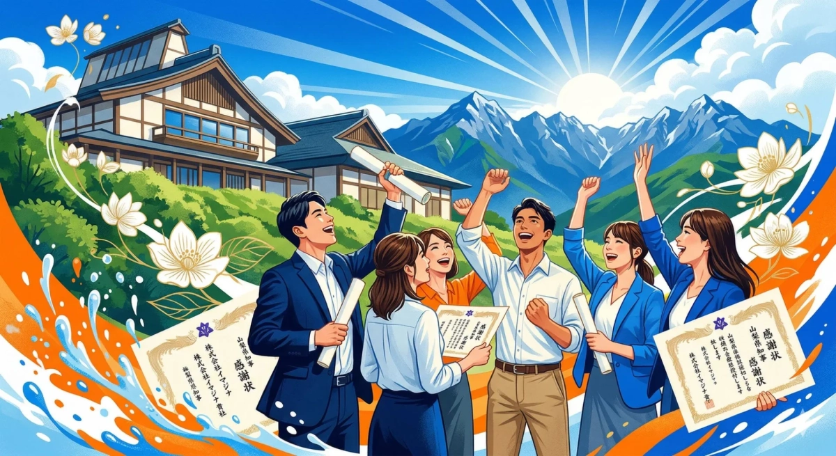 感謝状を受け取るビジネスパーソン