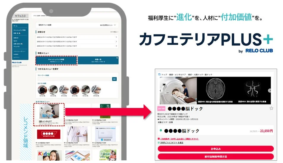 カフェテリアPLUS+のUI画面