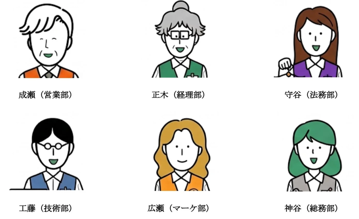 6名のAI社員イラスト