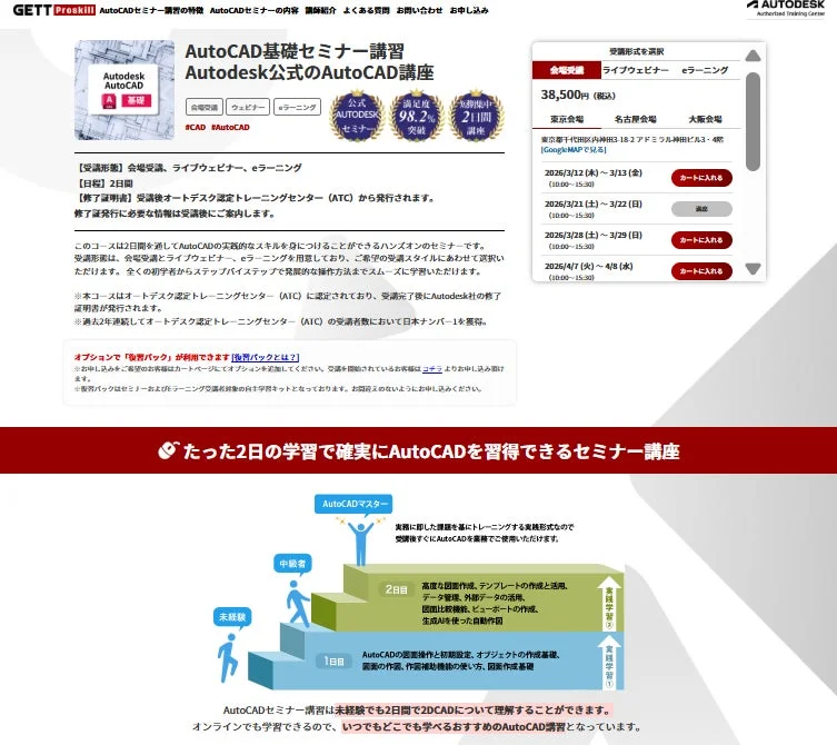GETT Proskill AutoCADセミナー講習