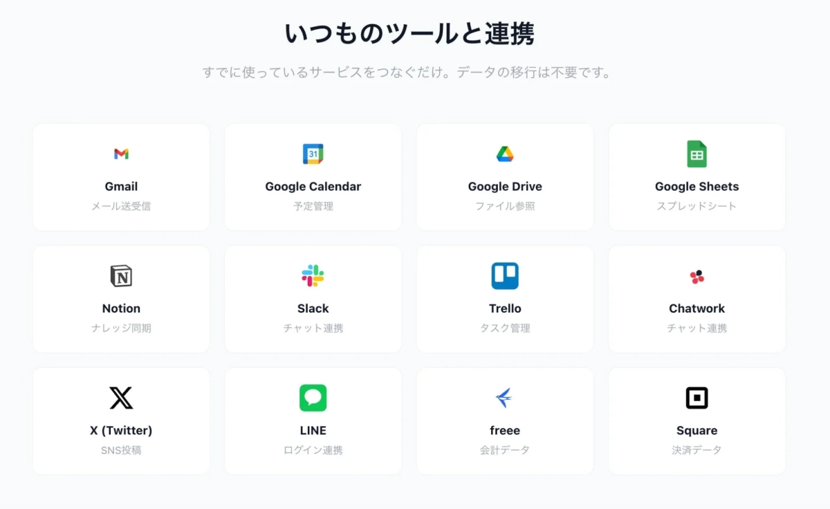 連携可能なツール一覧