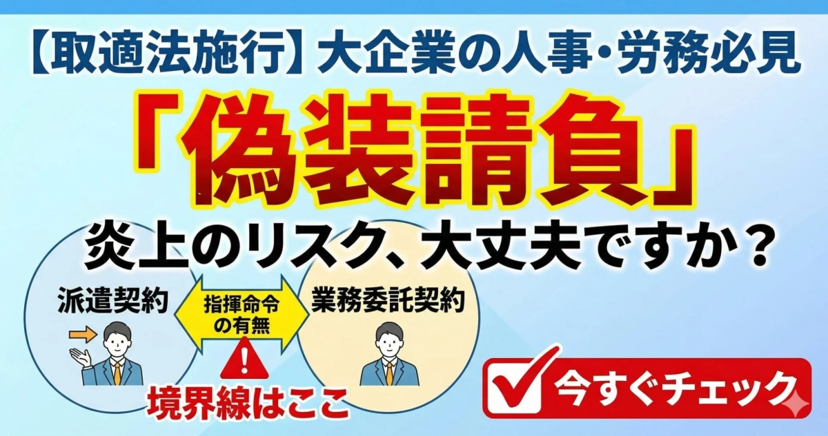 【取適法施行】大企業の人事・労務必見「偽装請負」炎上のリスク、大丈夫ですか？