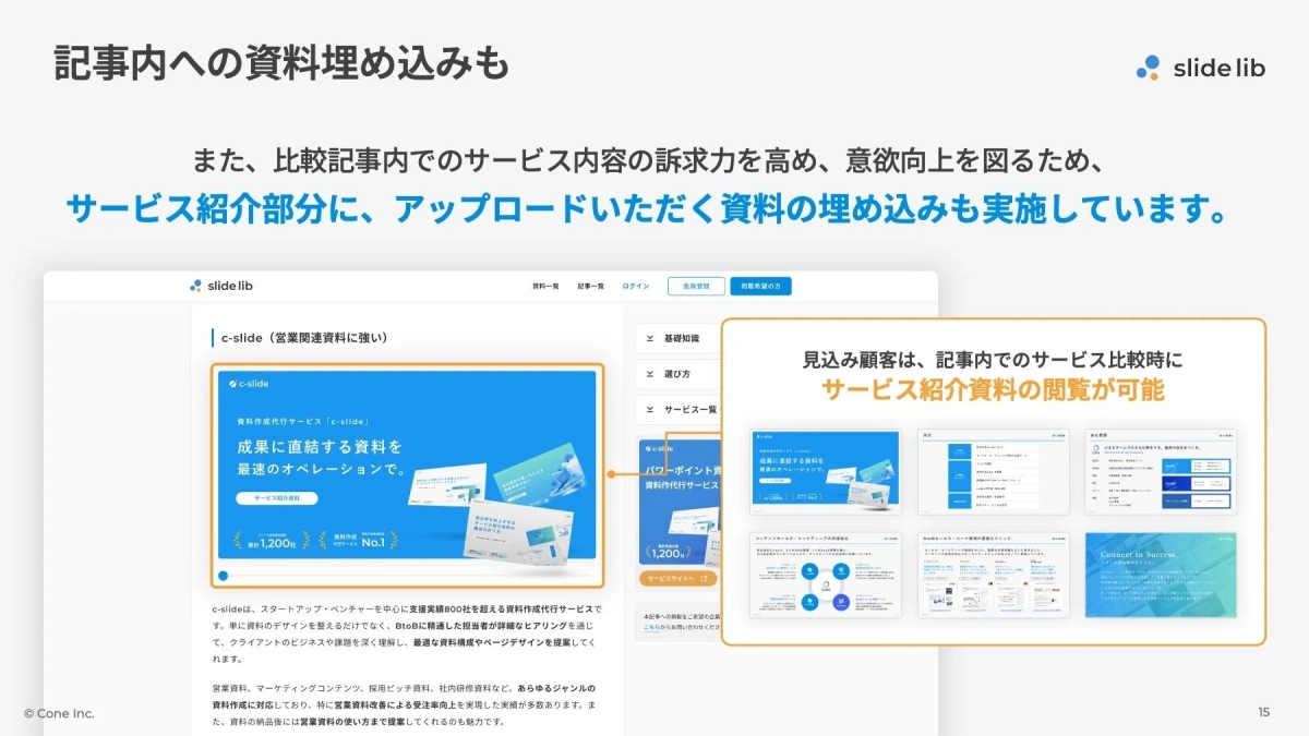 記事内への資料埋め込みも