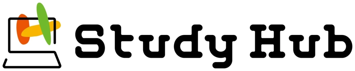 「Study Hub」という文字と、カラフルな棒状の図形が描かれたモニターのアイコンが組み合わされたロゴ画像です。学習や教育関連のサービスを示唆しています。