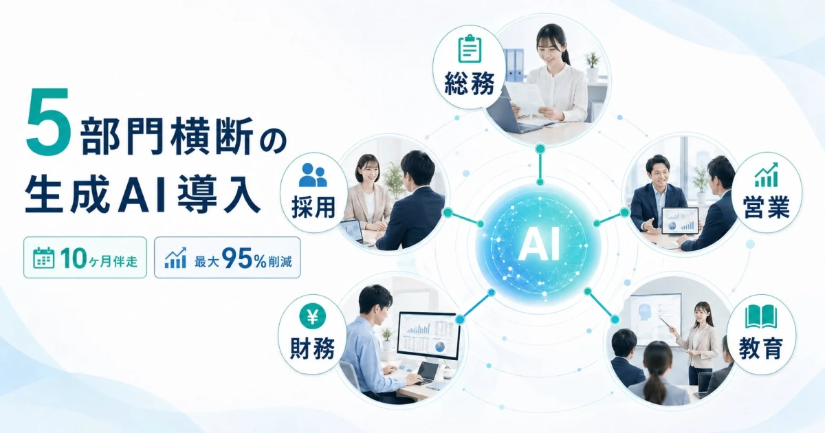5部門横断の生成AI導入を10ヶ月伴走、業務時間最大95％削減へ