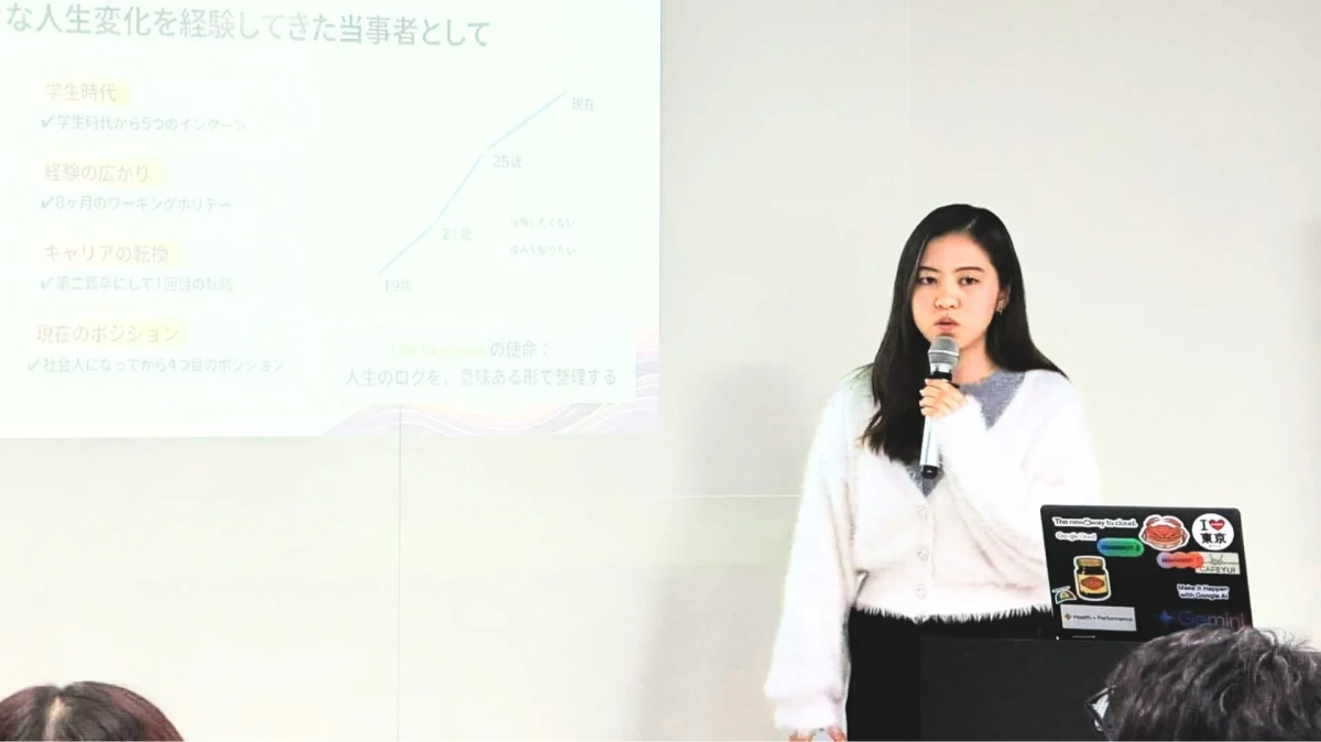 プレゼンテーションを行う女性