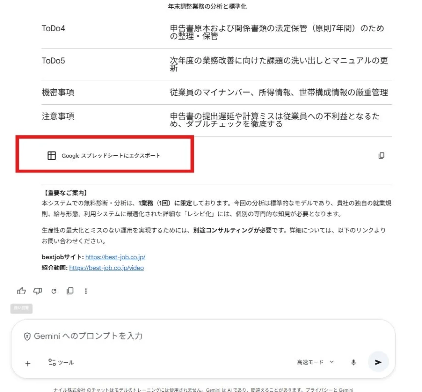 年末調整業務の分析と標準化に関するToDo、機密事項、注意事項の表示