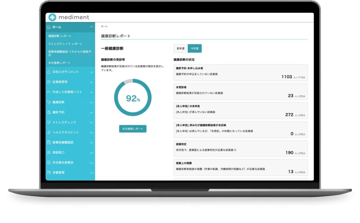 medimentのシステム画面イメージ