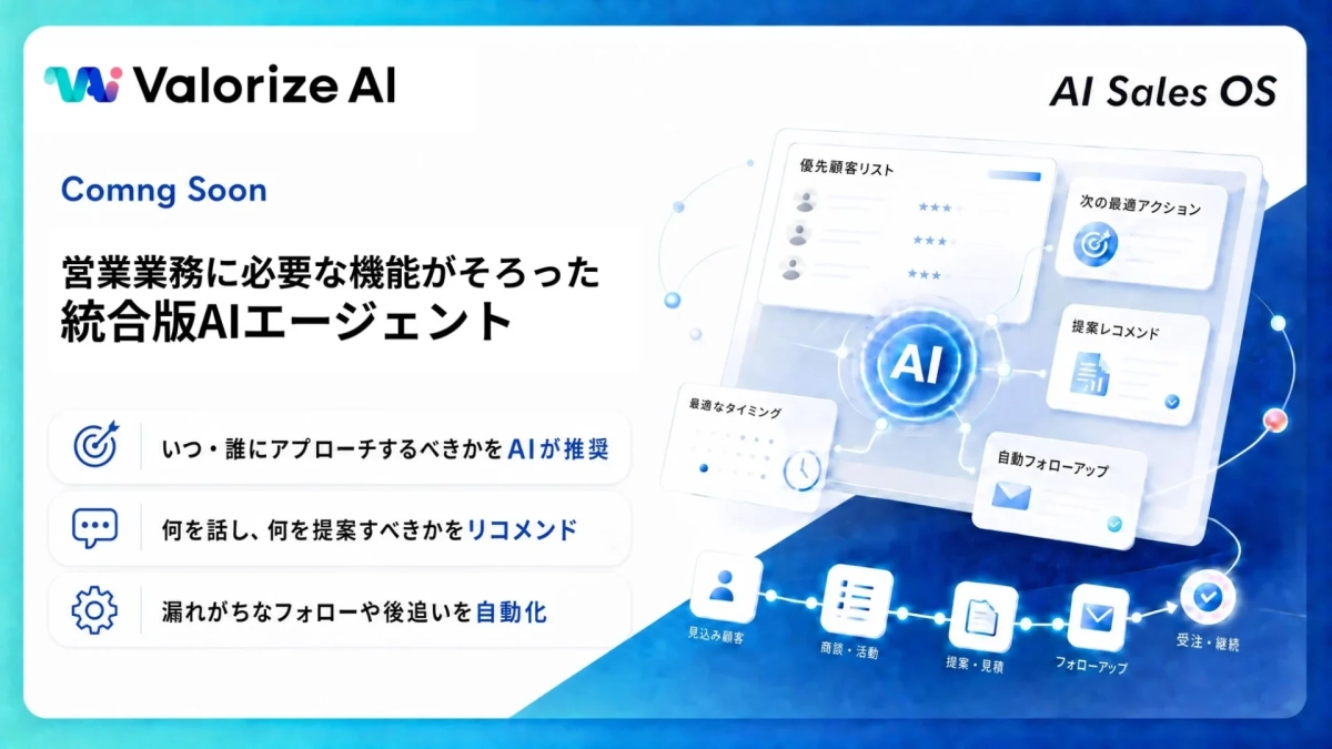 Valorize AIの統合AIエージェント「AI Sales OS」の告知画像
