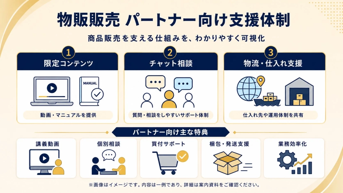 物販販売パートナー向け支援体制の図