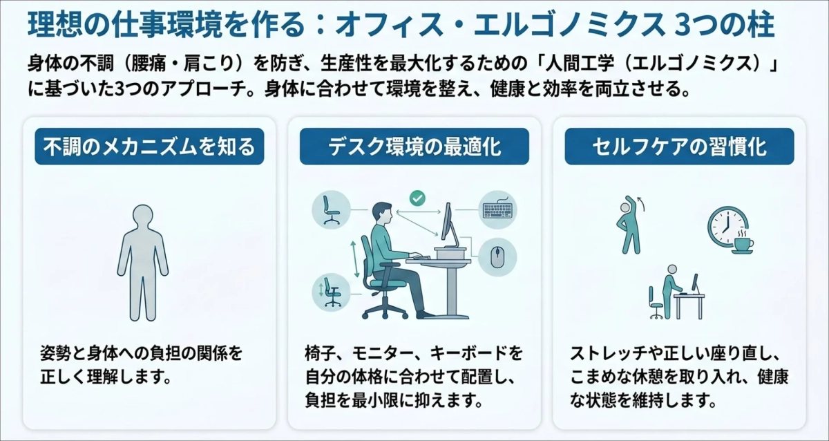 オフィス・エルゴノミクス 3つの柱