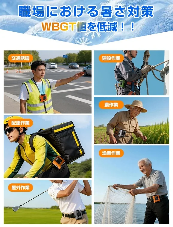 職場における暑さ対策 WBGT値を低減!! 交通誘導 建設作業 農作業 配達作業 漁業作業 屋外作業