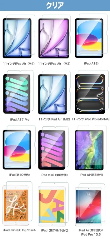 クリア仕様の対応iPadモデル一覧