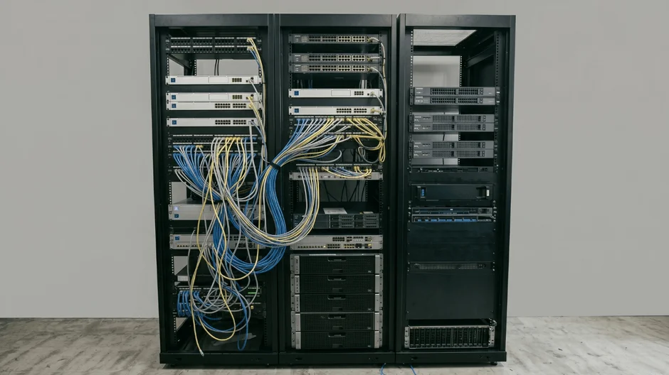 サーバーラックとネットワーク機器