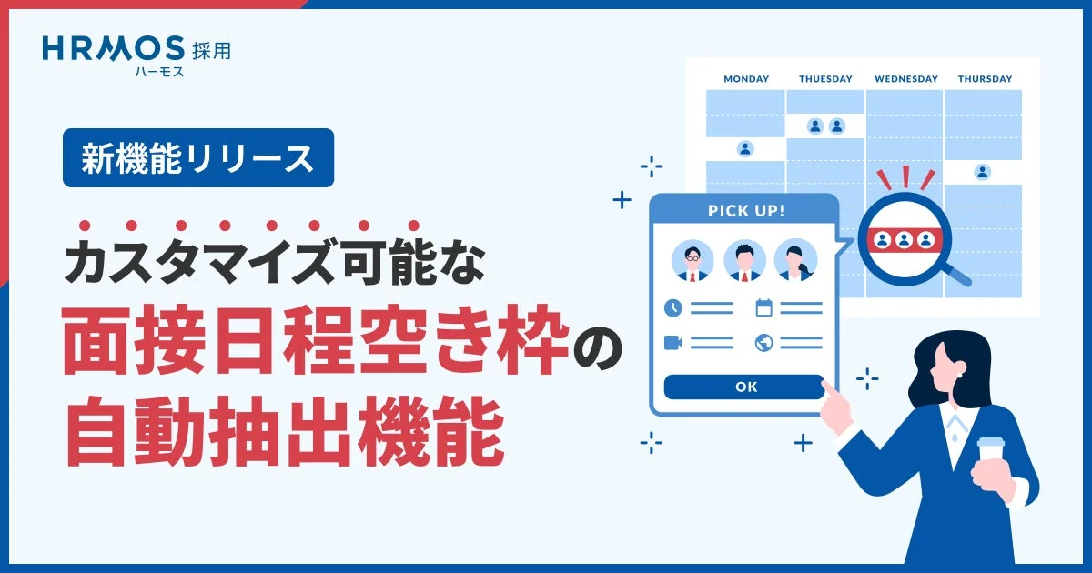 HRMOS採用、面接日程空き枠自動抽出機能のイメージ