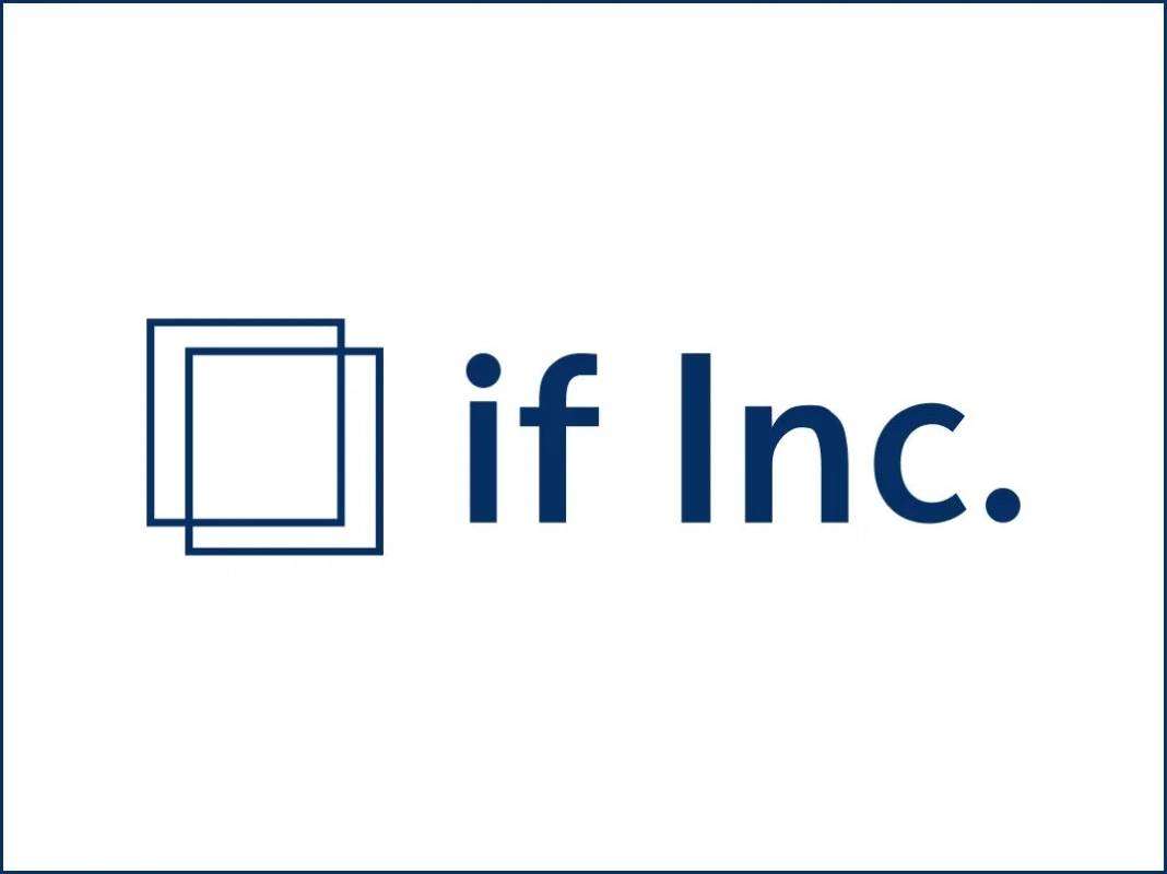 白背景に濃い青色で「if Inc.」と書かれたロゴマーク。