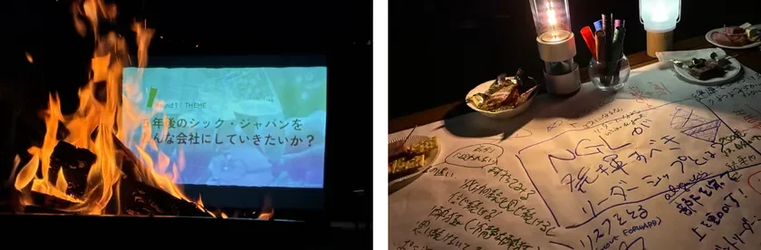 焚き火を囲む対話の様子
