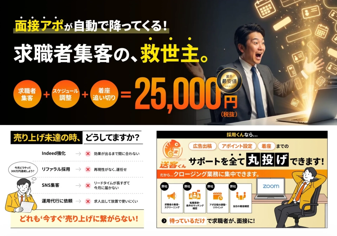 面接アポが自動で降ってくる!求職者集客の、救世主。