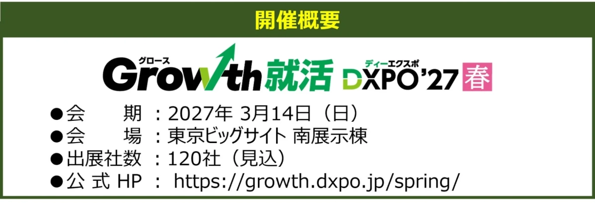 Growth 就活 DXPO'27 春 開催概要