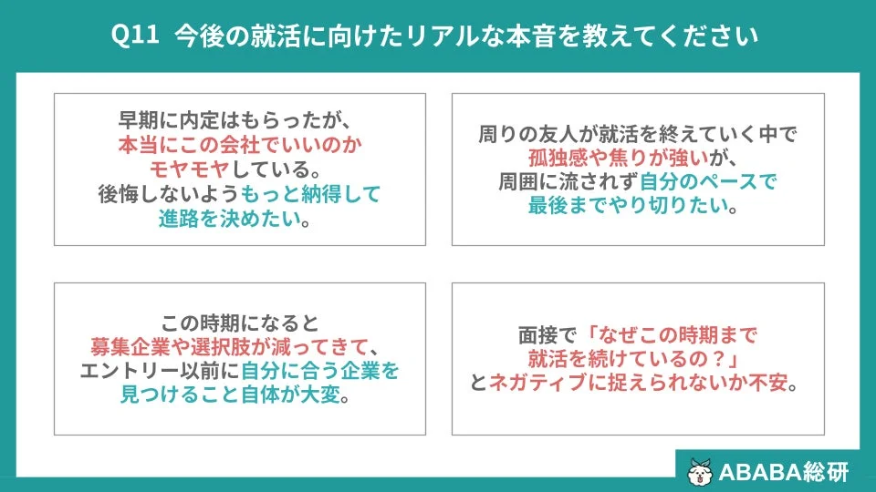 今後の就活に向けたリアルな本音