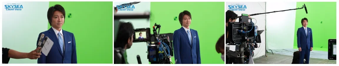 グリーンバックでの撮影風景