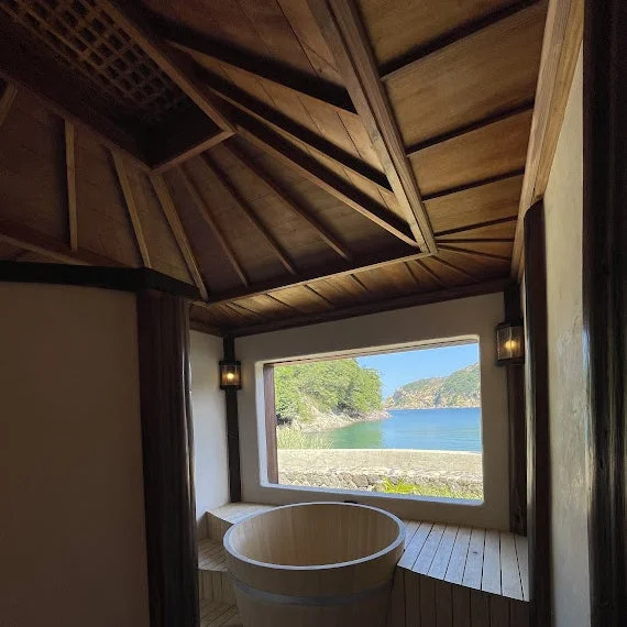 木桶風呂からの絶景