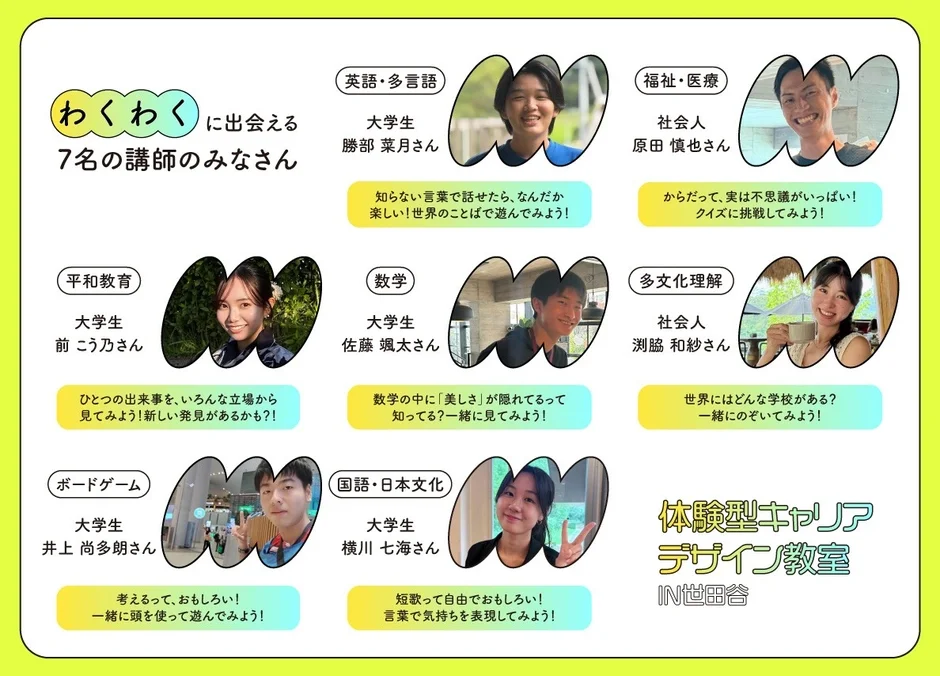 体験型キャリアデザイン教室 IN 世田谷の講師紹介