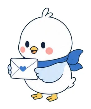 鳥が手紙を持つ画像