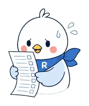 鳥のキャラクターが困っているイラスト