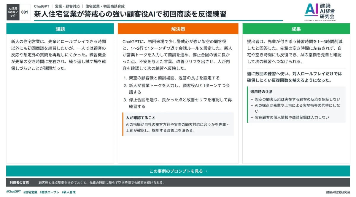 AI活用100本ノックの事例詳細
