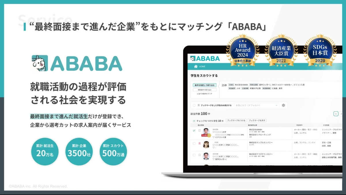 新卒スカウトサービス『ABABA』
