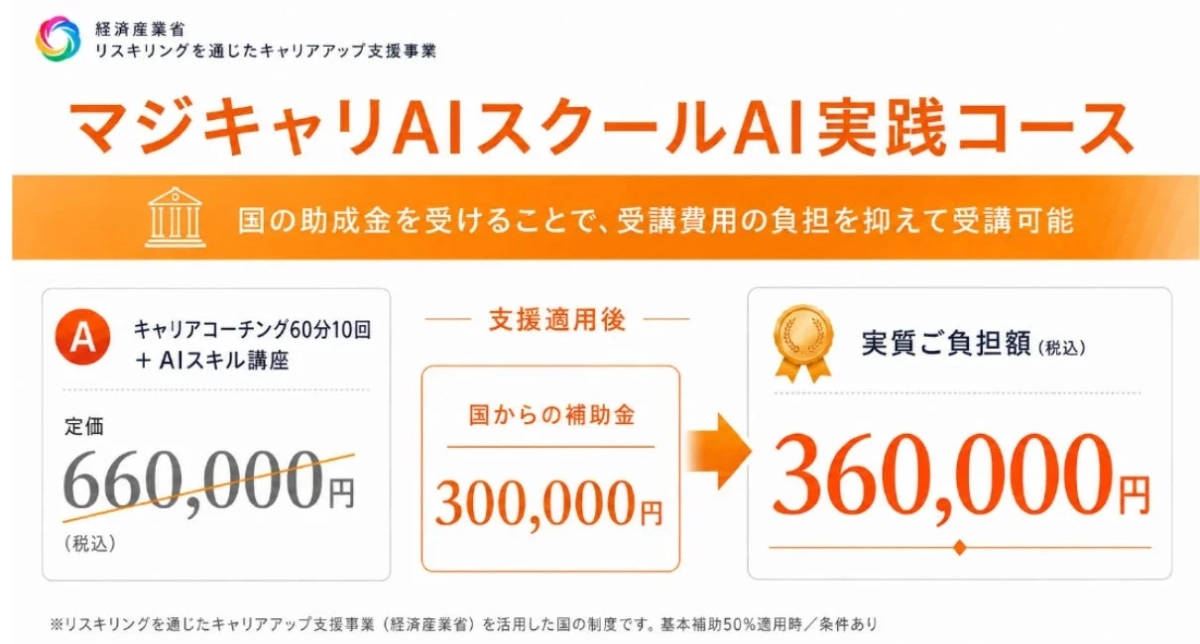 補助金による負担軽減の説明