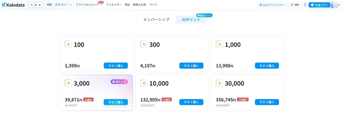 AIポイント料金プラン