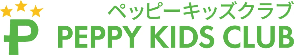 ペッピーキッズクラブのロゴマーク。緑色の「P」の文字と3つの星が特徴。
