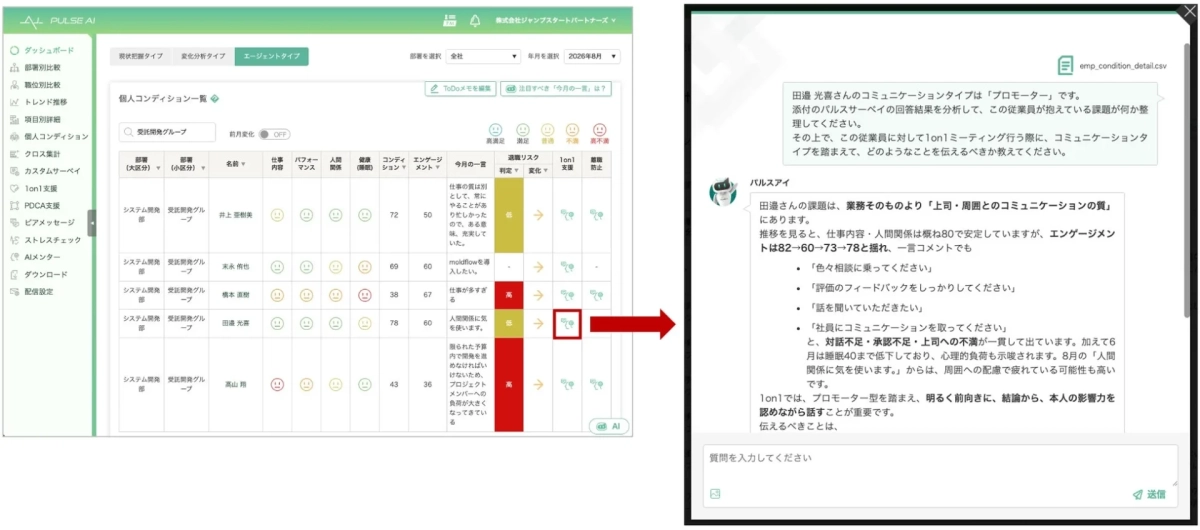 AIメンターによるアドバイス画面