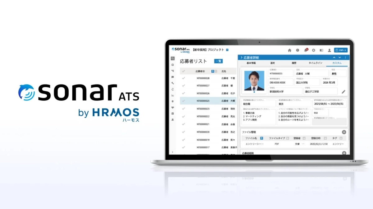 sonar ATS by HRMOS 応募者リスト画面