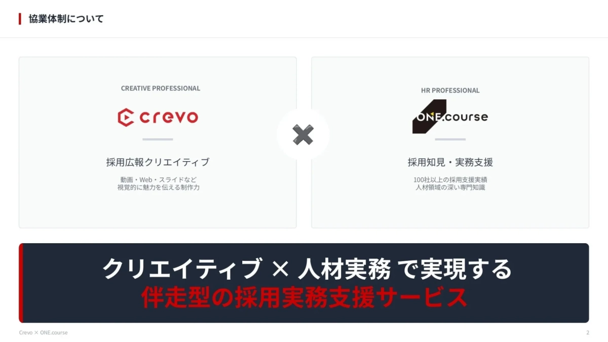 CrevoとONE.courseの協業体制