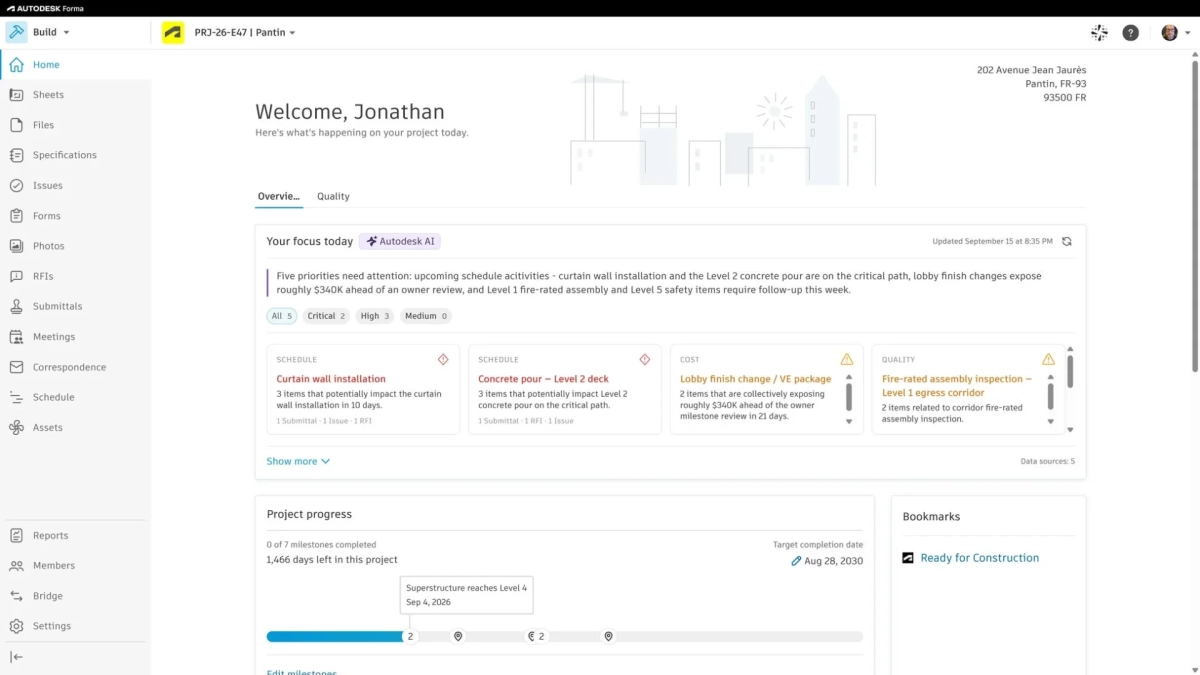 Autodesk Forma Buildダッシュボード