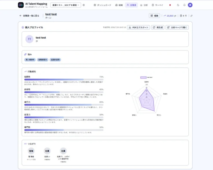 AI Talent Mapping 個人プロフィール画面