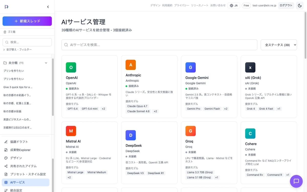AIサービスの統合管理画面