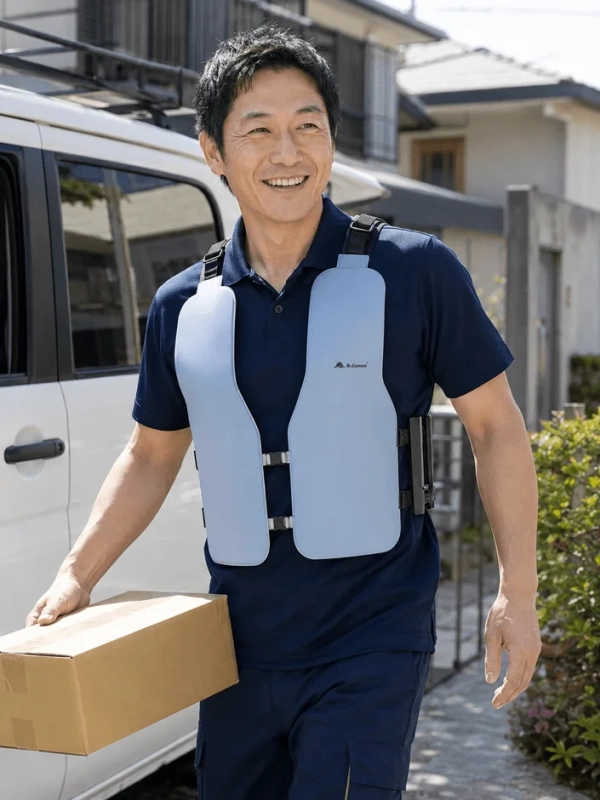 冷却ベストを着用した配達員